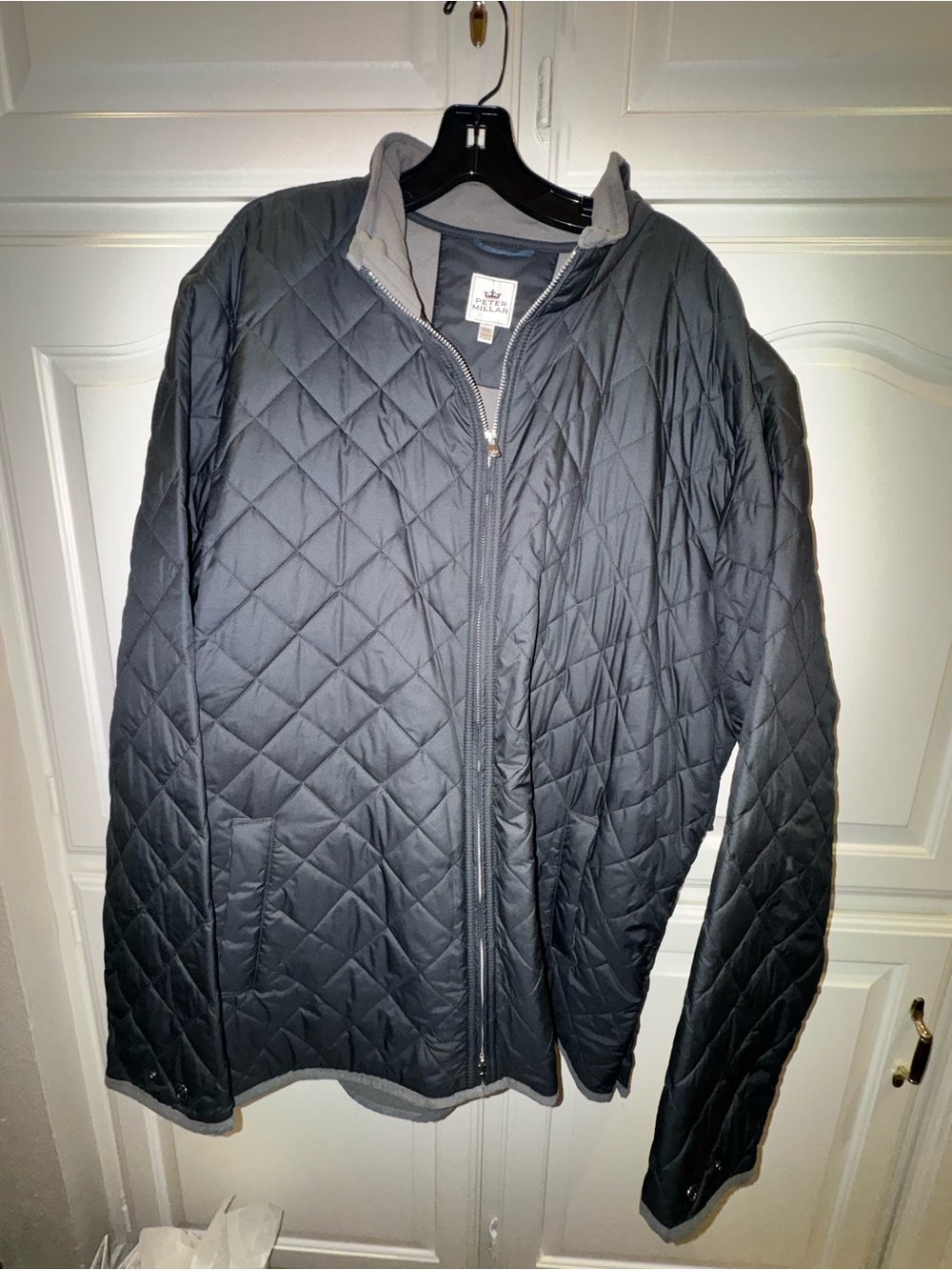 Peter Millar Quilted Black Men’s Jacket - Classic Lightweight Zip Front